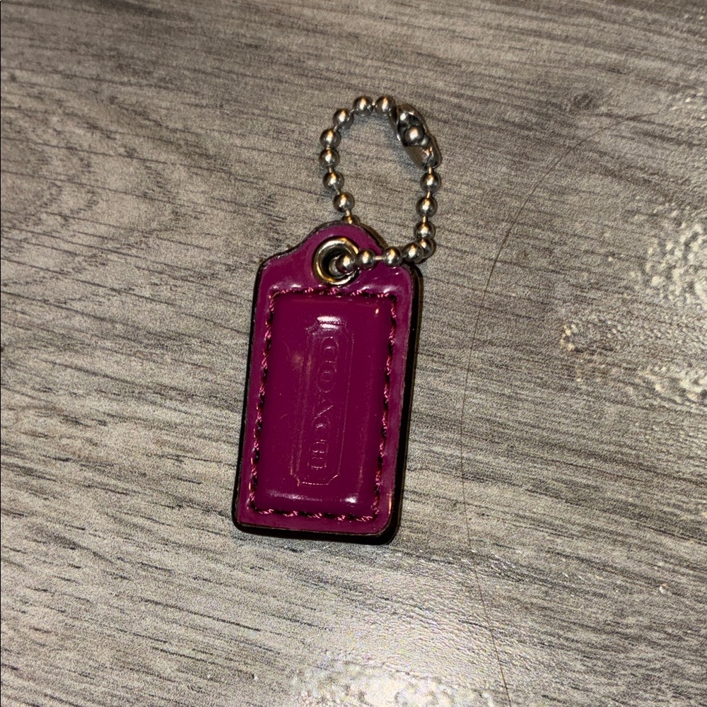 Coach purple  Leather Tag with Gold Ball Chain